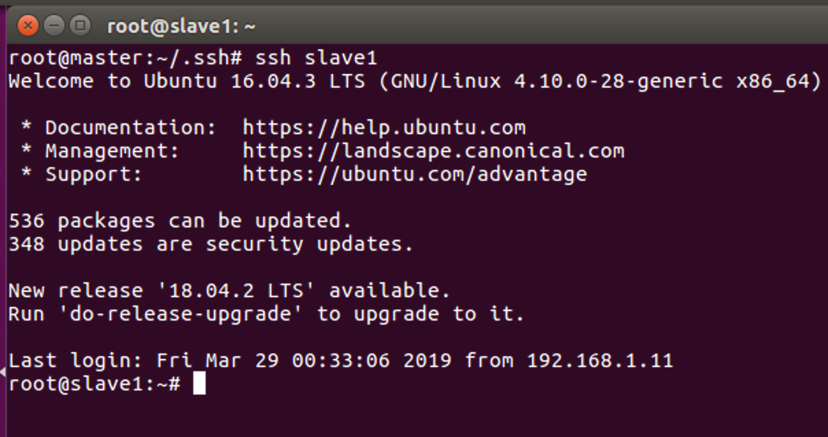 ssh slave1